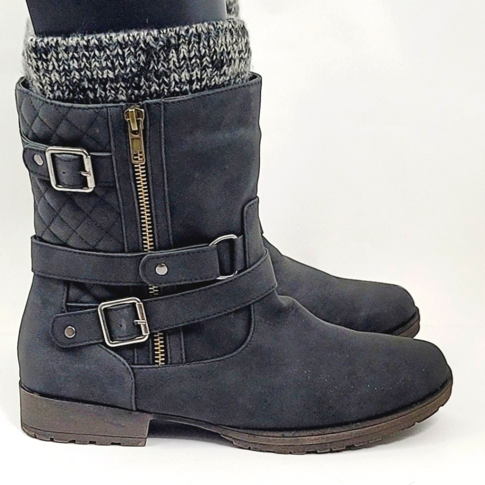 NEW Justfab Women Black Fall Winter Pointy Toe Ankle Boots Size 9 US